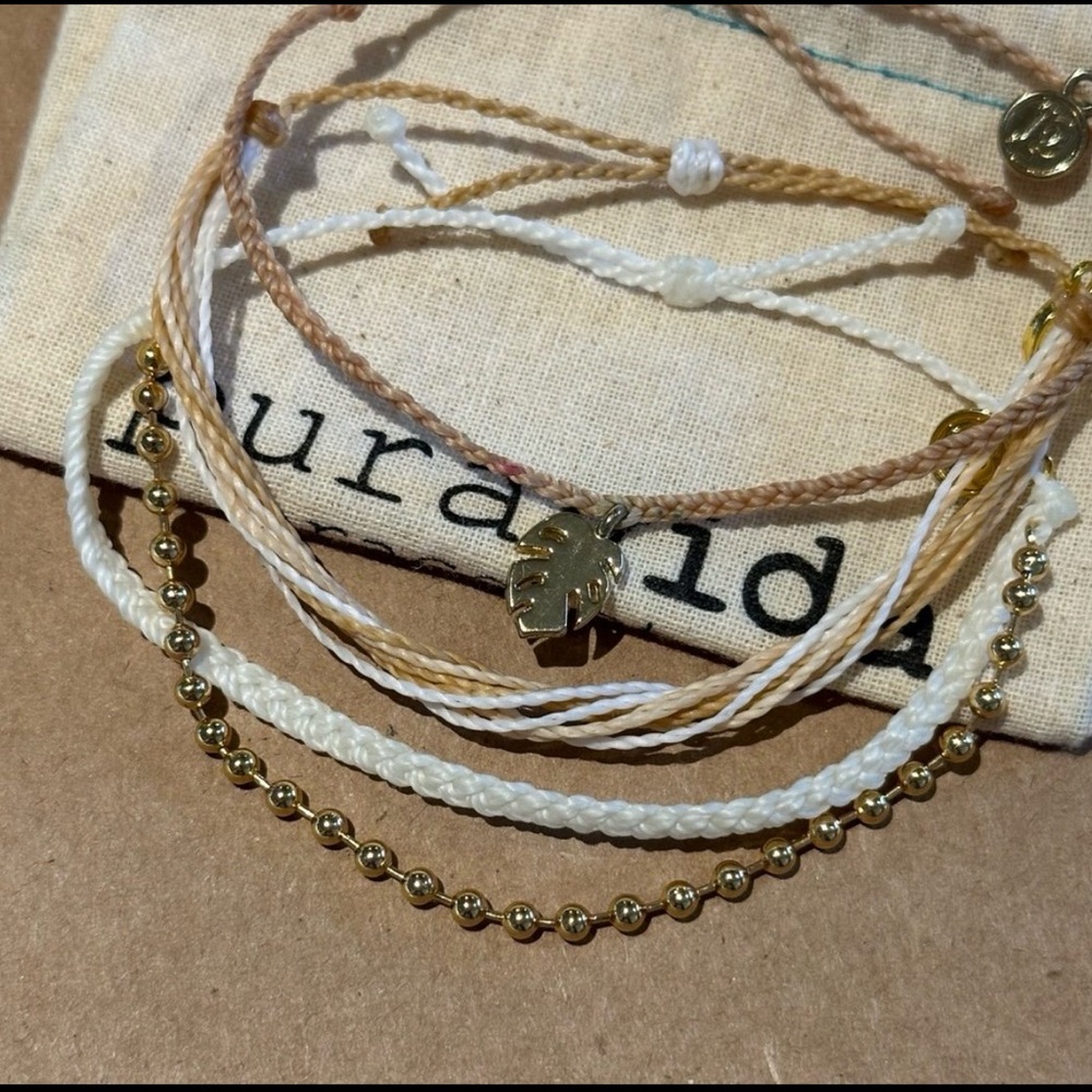 PURA VIDA Neutral Pallet Gold Leaf Bracelet Set NEW One of a Kind Custom Set!